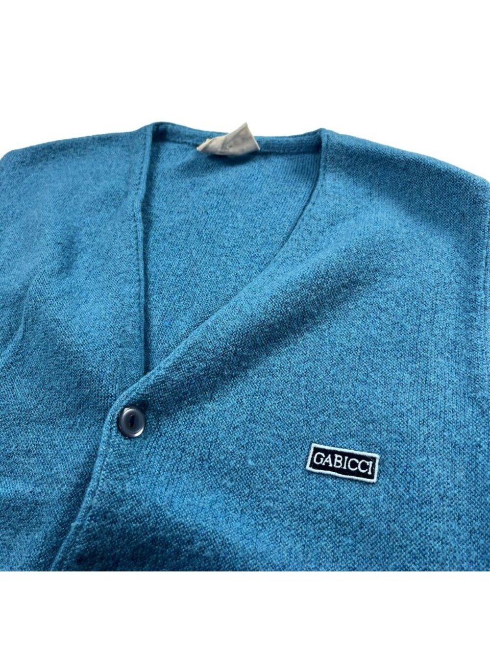 VTG Gabicci Men's V-Neck Knit Sweater Vest Blue • One Size